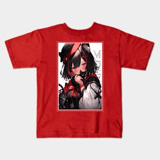 Aesthetic Anime Girl Red White Black | Quality Aesthetic Anime Design | Chibi Manga Anime Art Kids T-Shirt